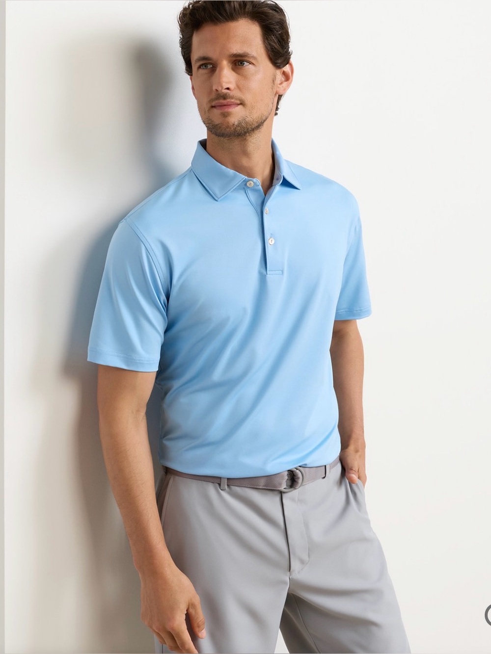 Peter Millar Summer Comfort Solid Performance Polo Shirt Mens XL ASCOT Logo Blue